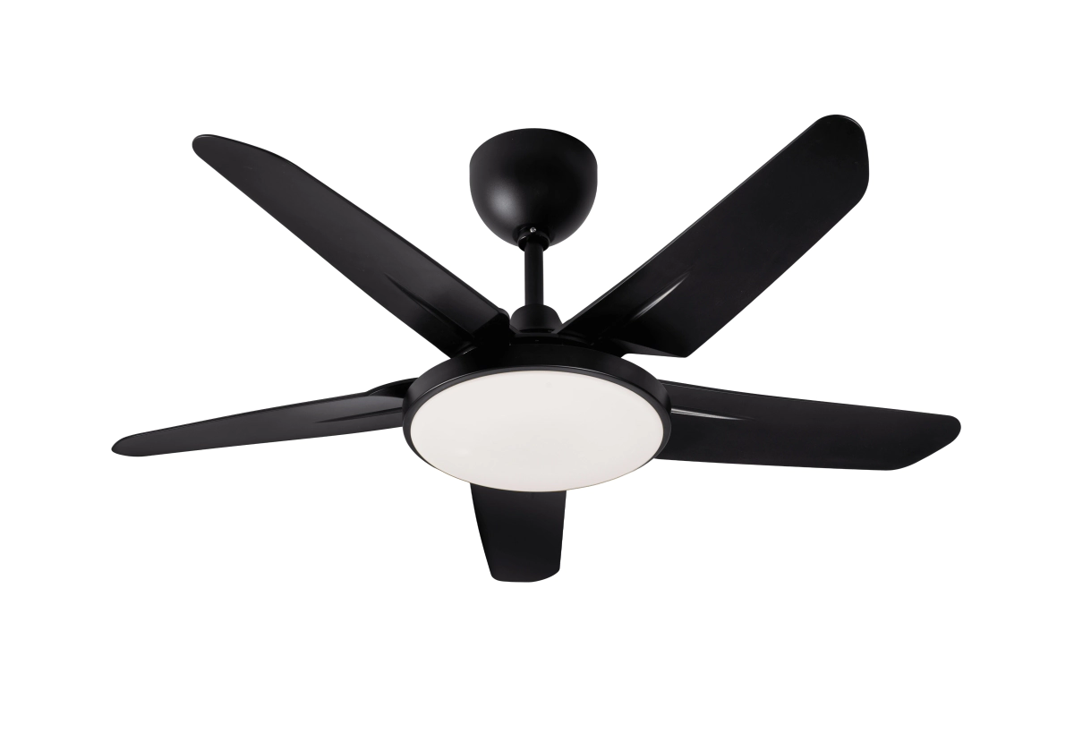 Ventilador De Techo Negro 5 Aspas Plasticas Luz Led Control Remoto
