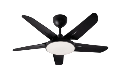 Ventilador De Techo Negro 5 Aspas Plasticas Luz Led Control Remoto