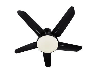 Ventilador De Techo Negro 5 Aspas Plasticas Luz Led Control Remoto
