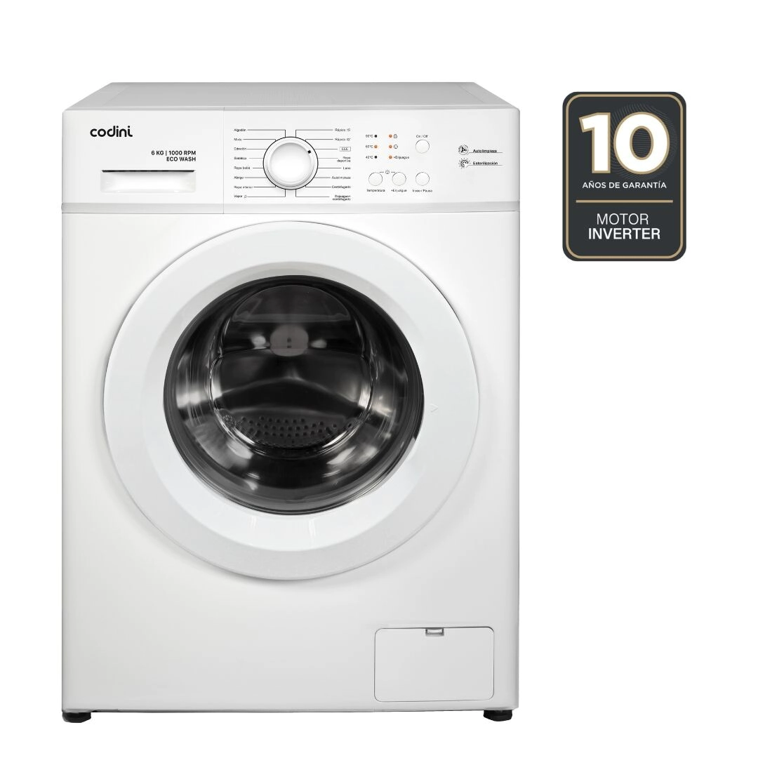 Lavarropas Automtico Codini Inverter Steam 6kgs 1000 Rpm Blanco