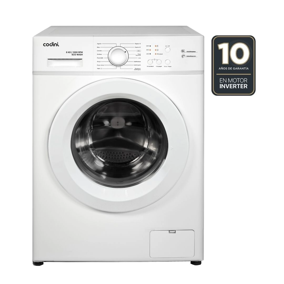 Lavarropas Autom�tico Codini Inverter Steam 6kgs 1000 Rpm Blanco