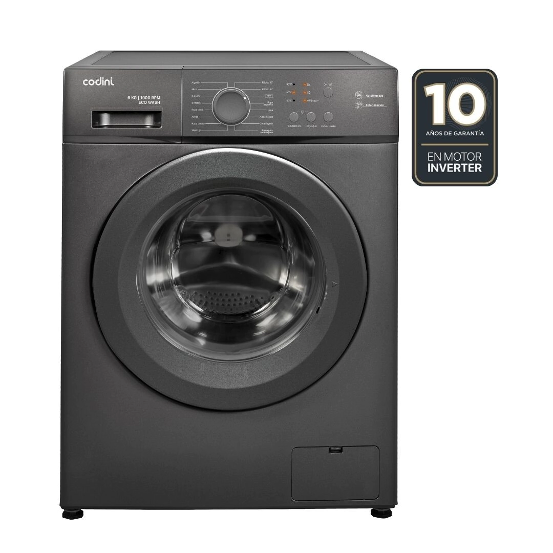 Lavarropas Autom�tico Codini Inverter Steam 6kgs 1000 Rpm Gris