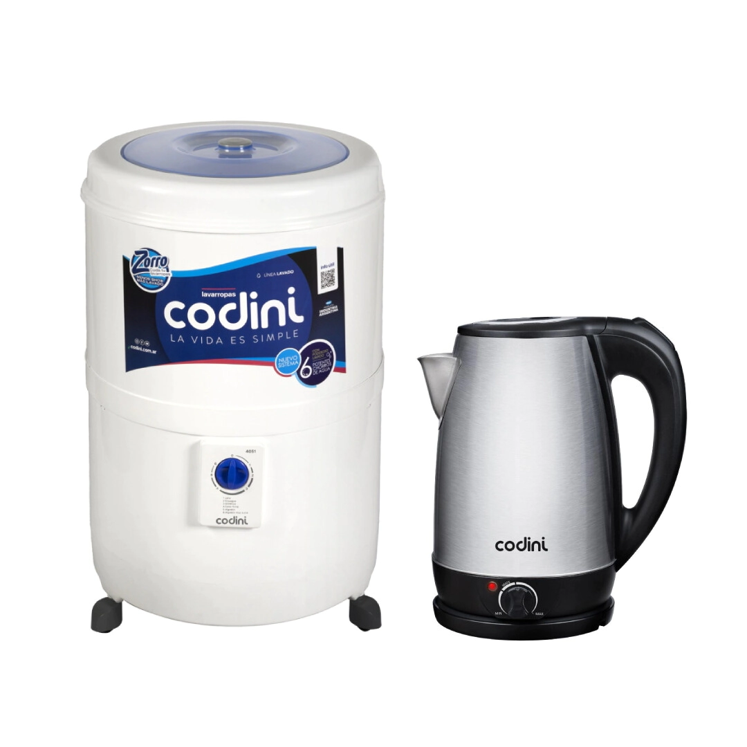 Combo Lavarropas Semiautom�tico 10 Kg Pava Termostato Codini - K4051P18T