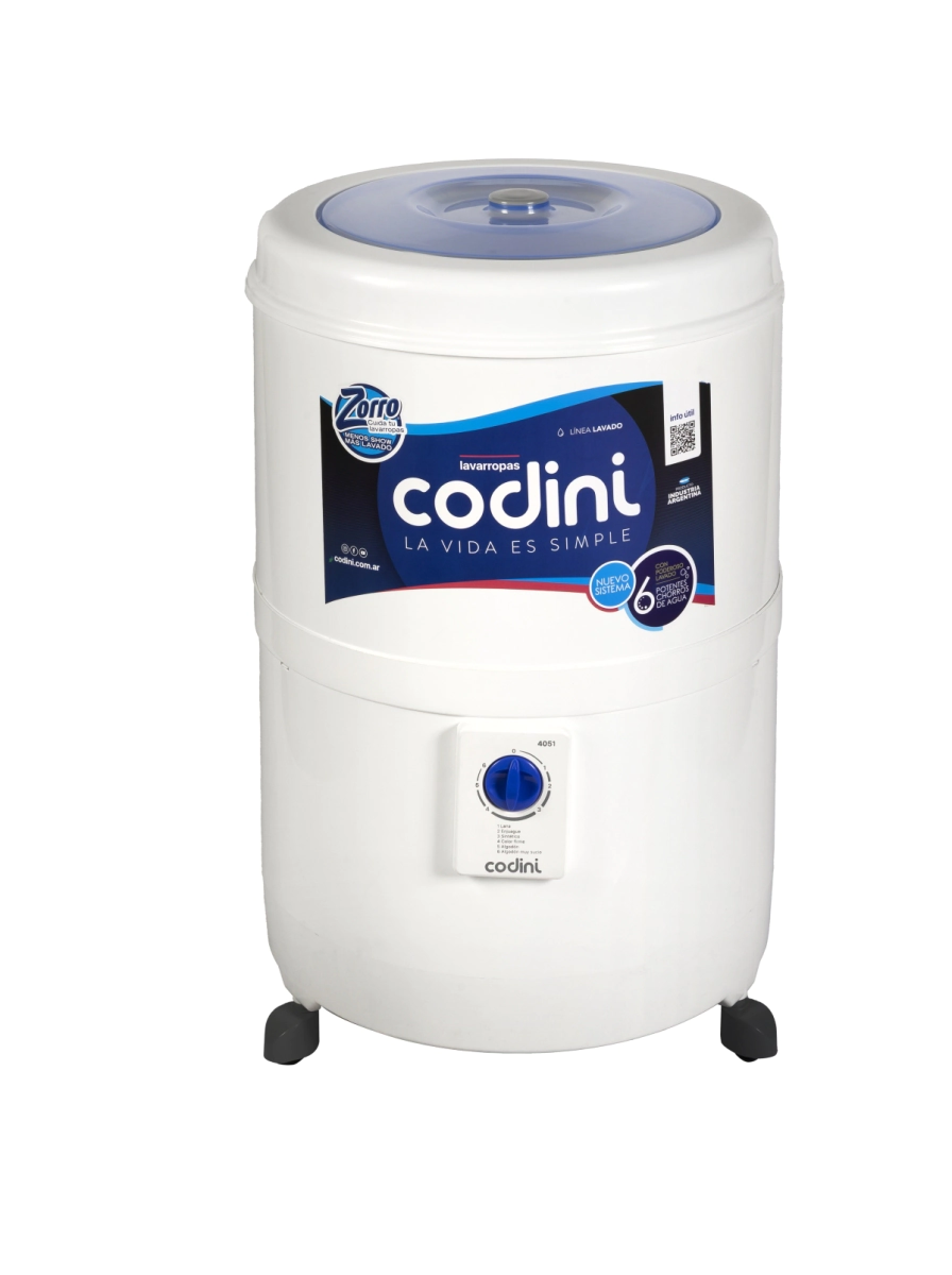 Lavarropas Semiautomático Silent 10 kg 6 Funciones Ruedas Blanco Codini - 4051