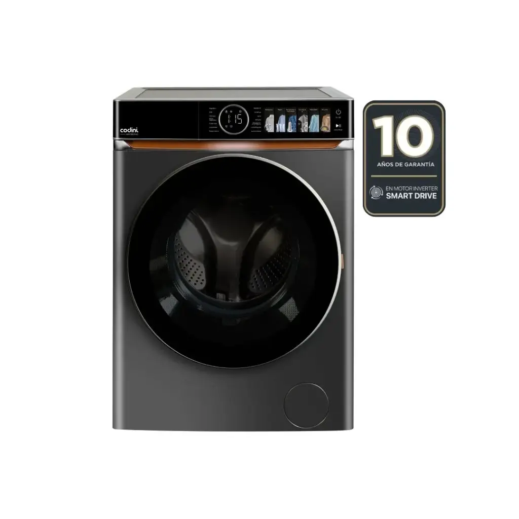 Lavarropas Automático Carga Frontal 9kg 1400 RPM A Inverter Steam Dark grey - AIAFB9014G