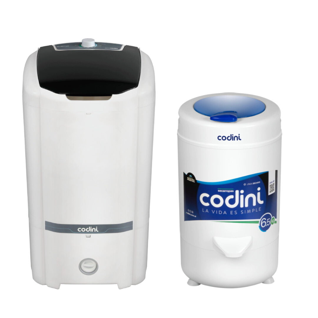 Combo Codini Lavarropas Semiautomático QBICO 10 kg + Secarropas Advance 6.5 kg 2800 RPM - 8054/AD65